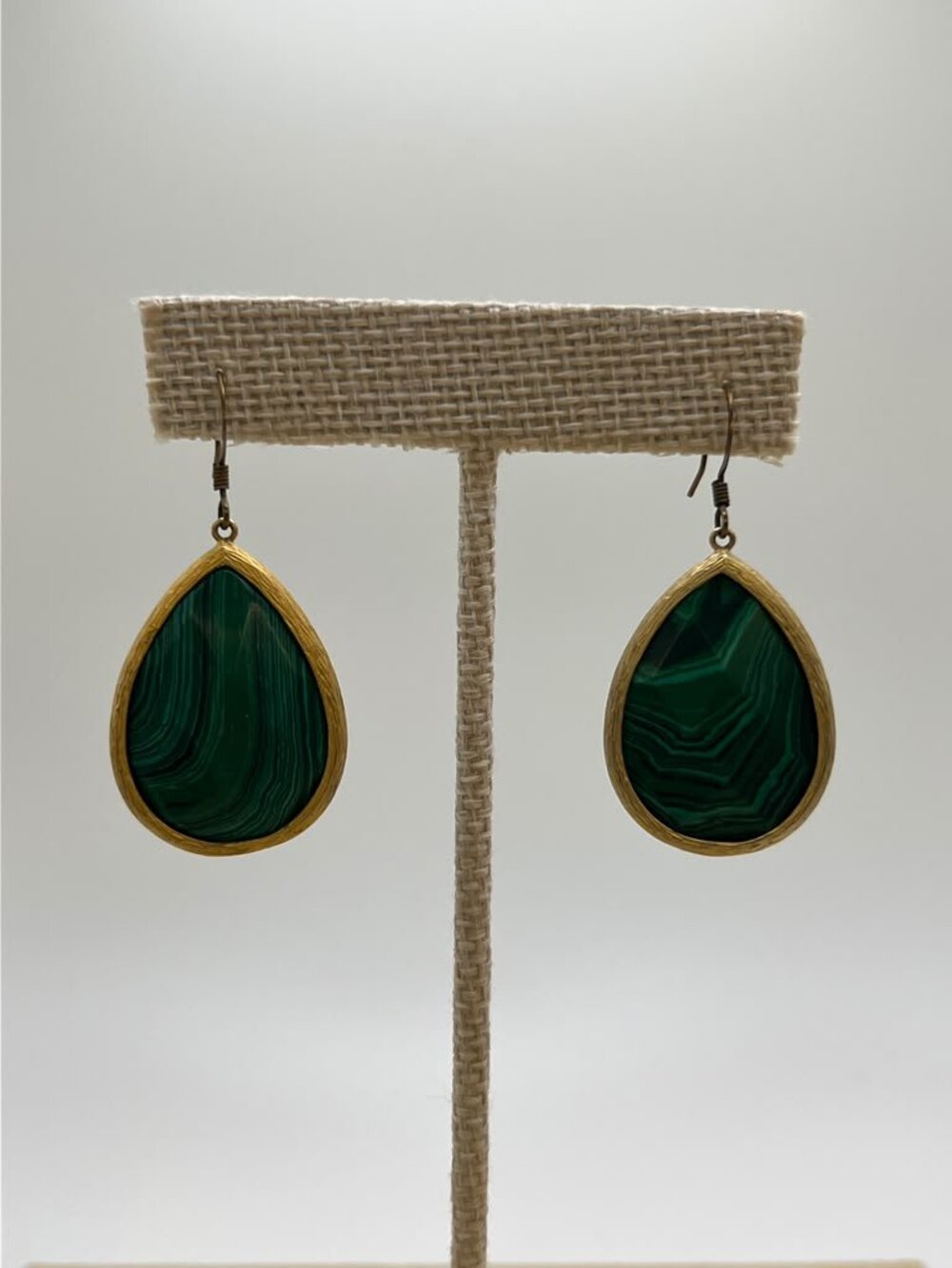 Natural Malachite Teardrop Statement Earrings